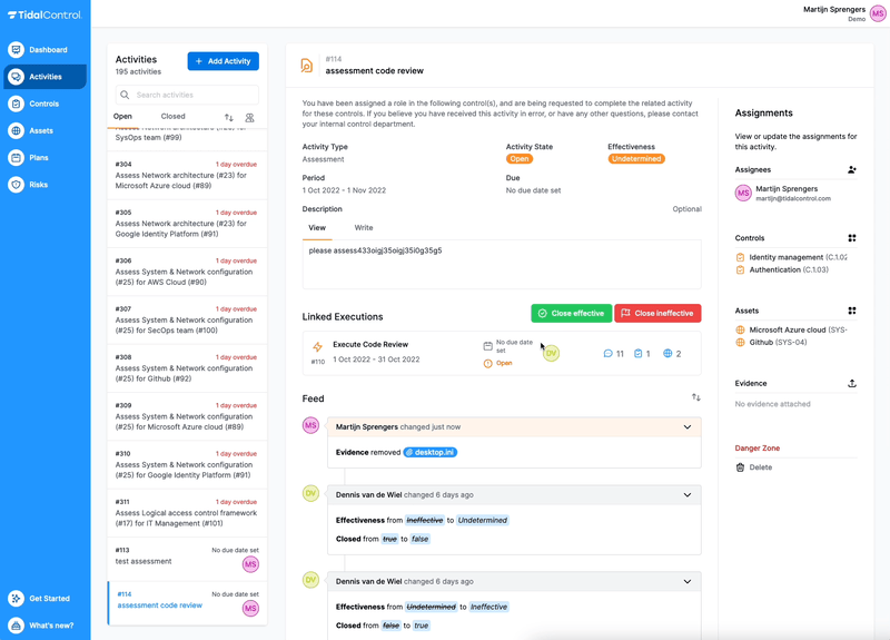 Evidence koppelen en uploaden