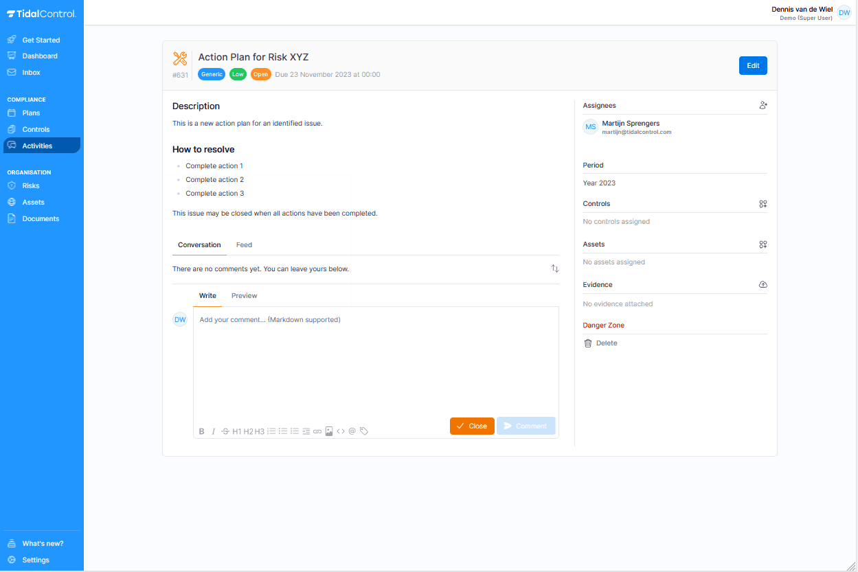 Issue management interface