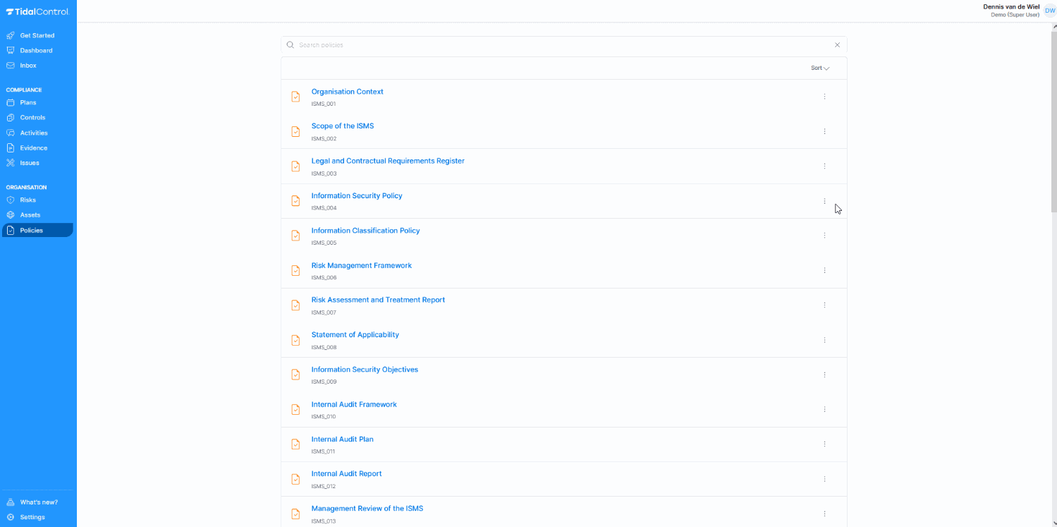 Beleidsbeheer interface