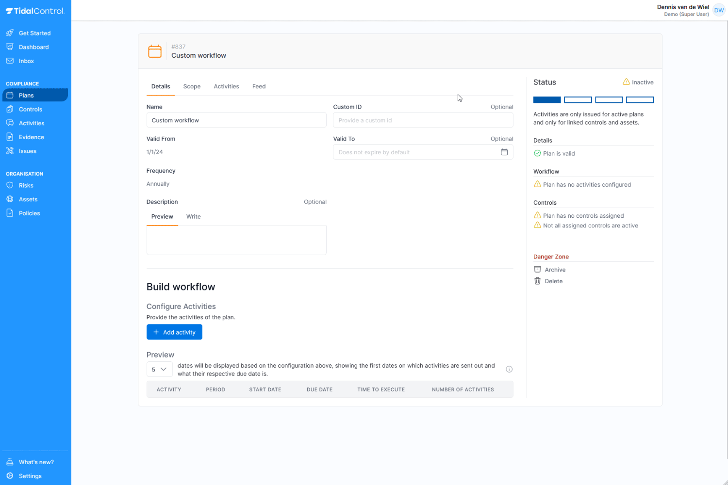 Nieuwe activiteitstypes configuratie