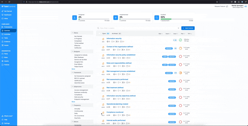 Navigatie lade interface