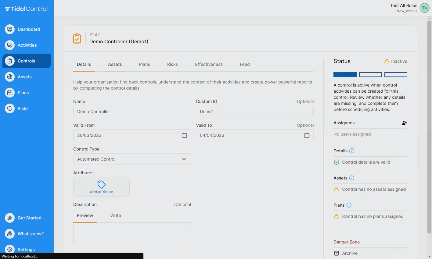 Gebruikersrollen interface