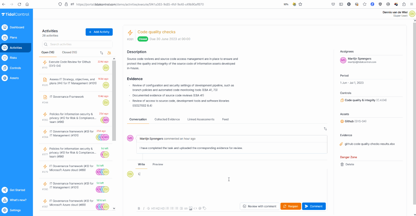 Interface voor beoordelingsactiviteiten