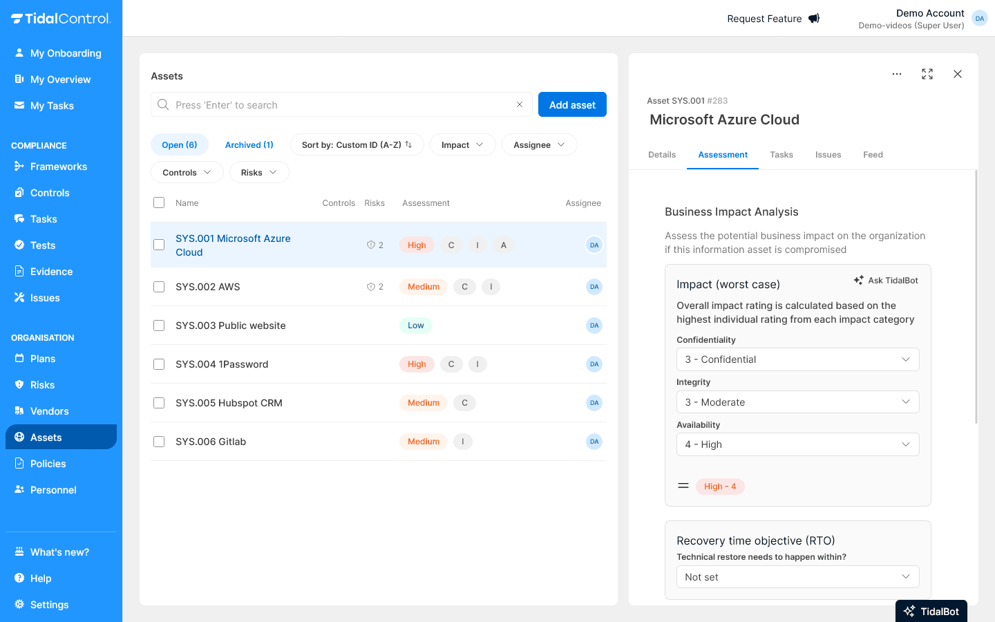 Performing an asset assessment
