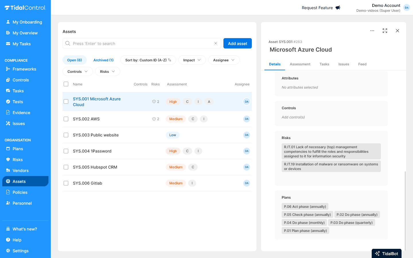 Plans linked to an Asset