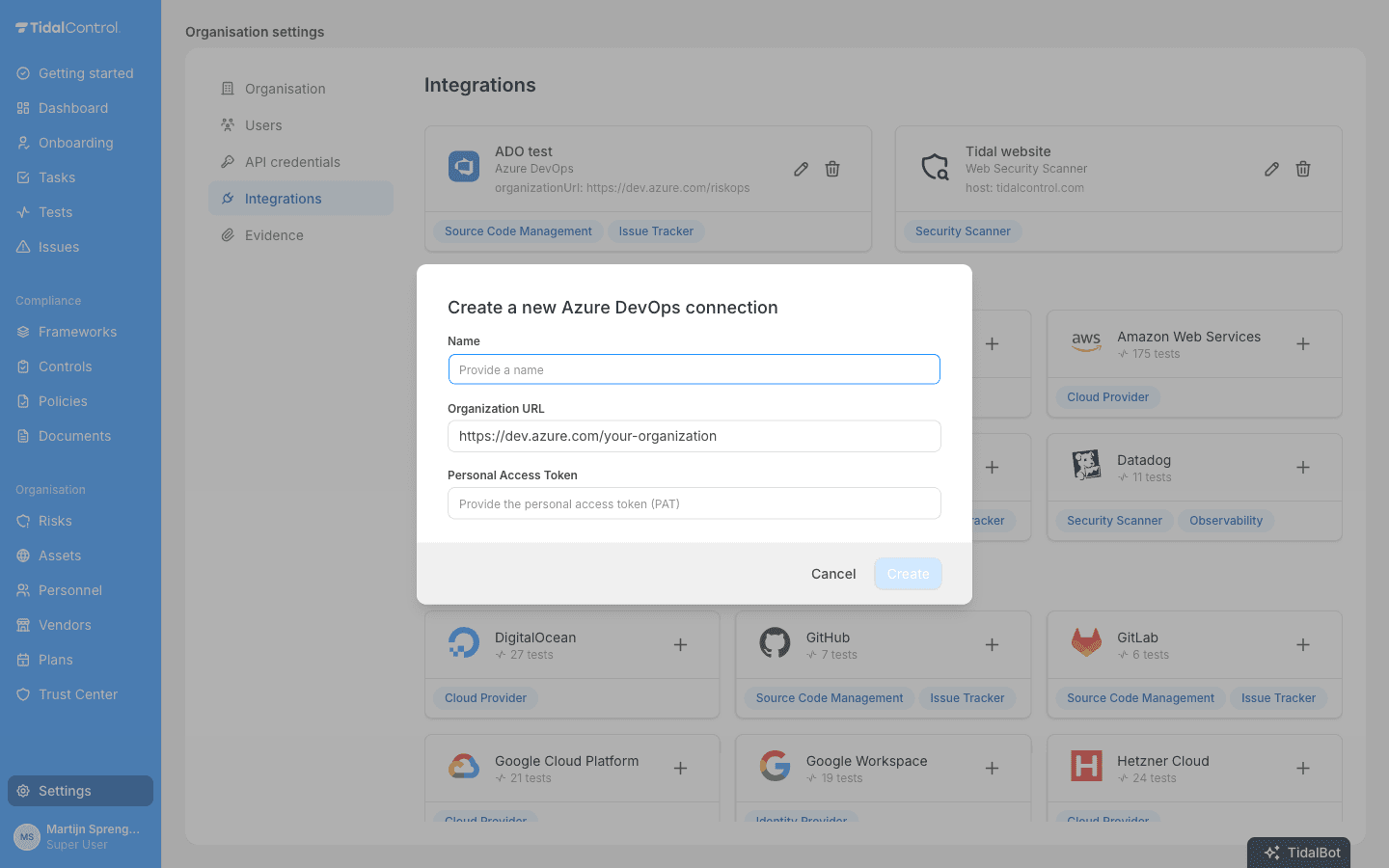 Create a new Azure DevOps connection