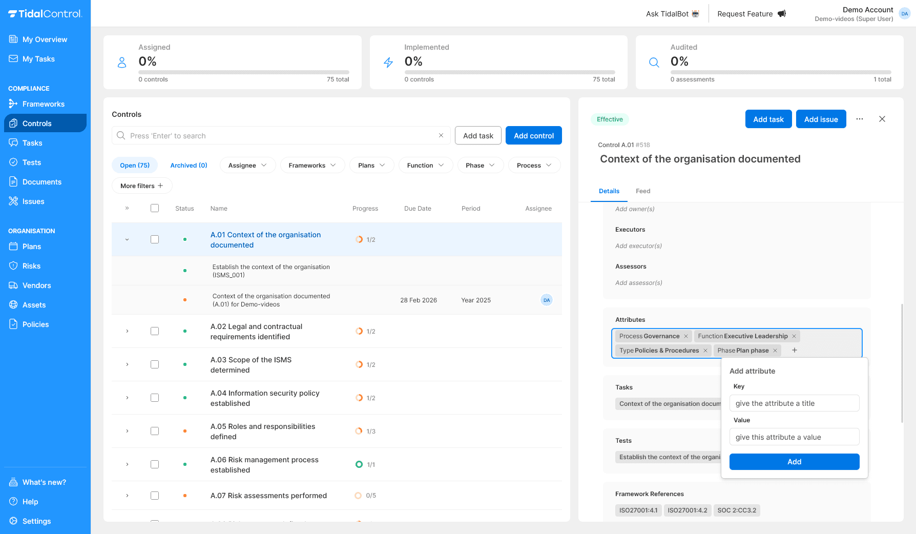 Adding control attributes