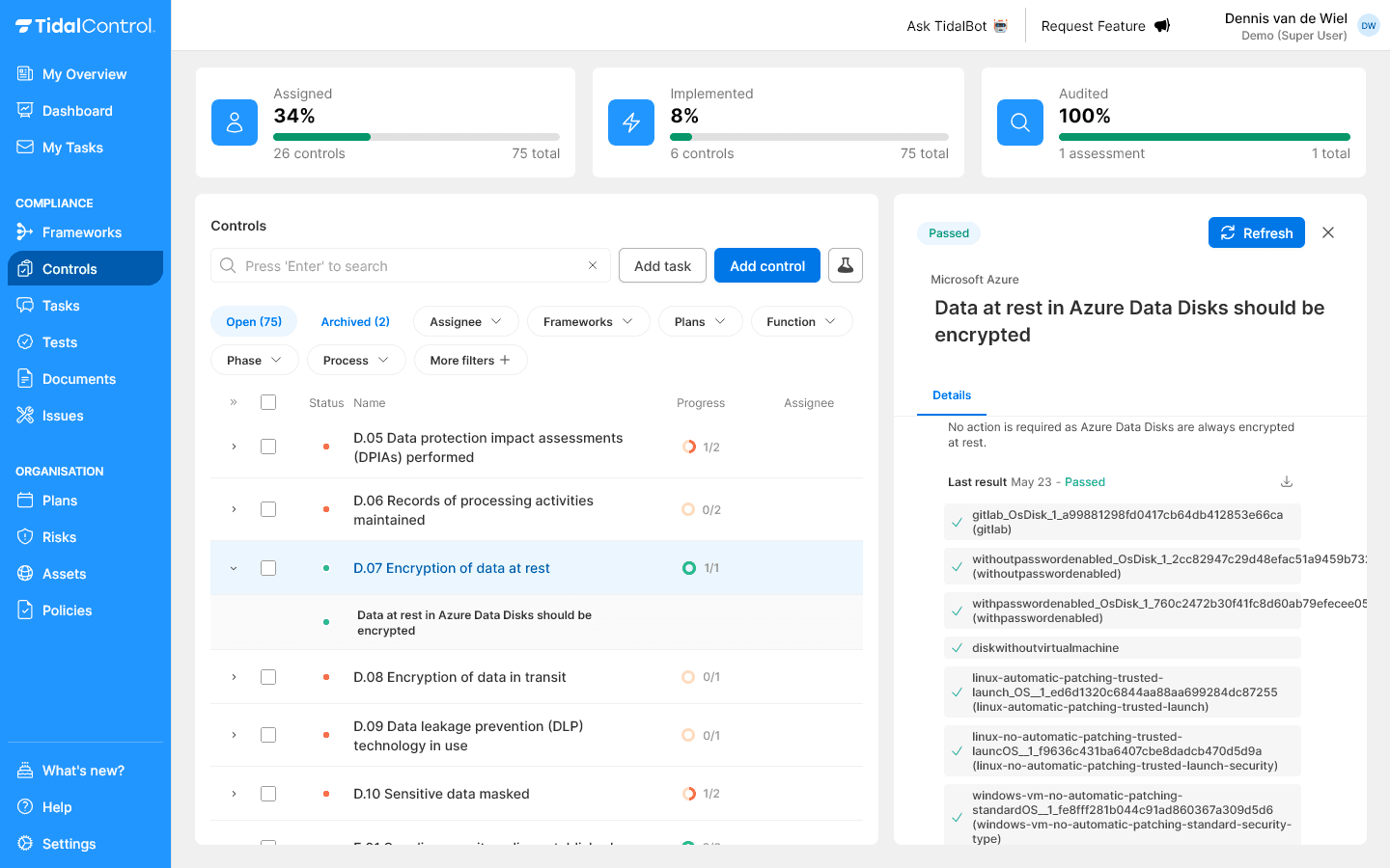 Automated test results