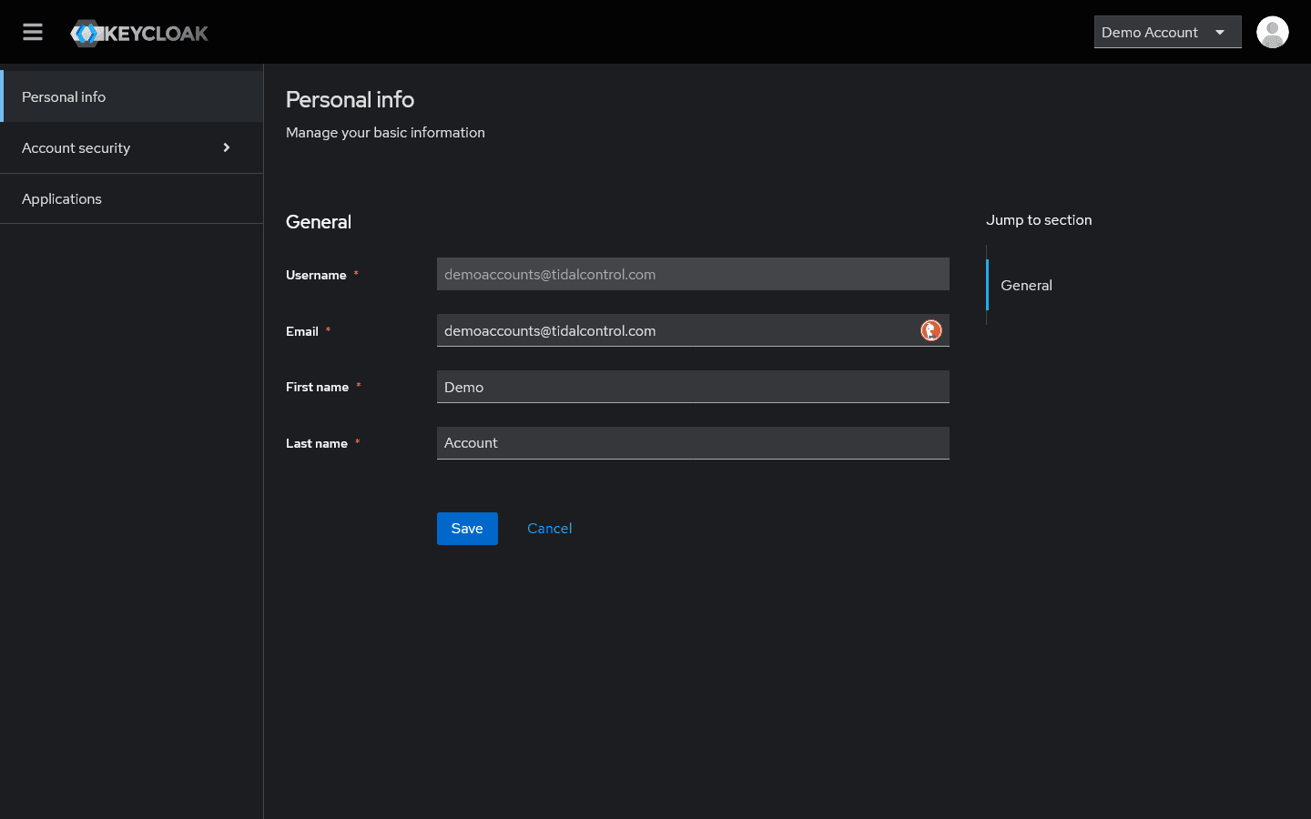 Keycloak persoonlijke informatie