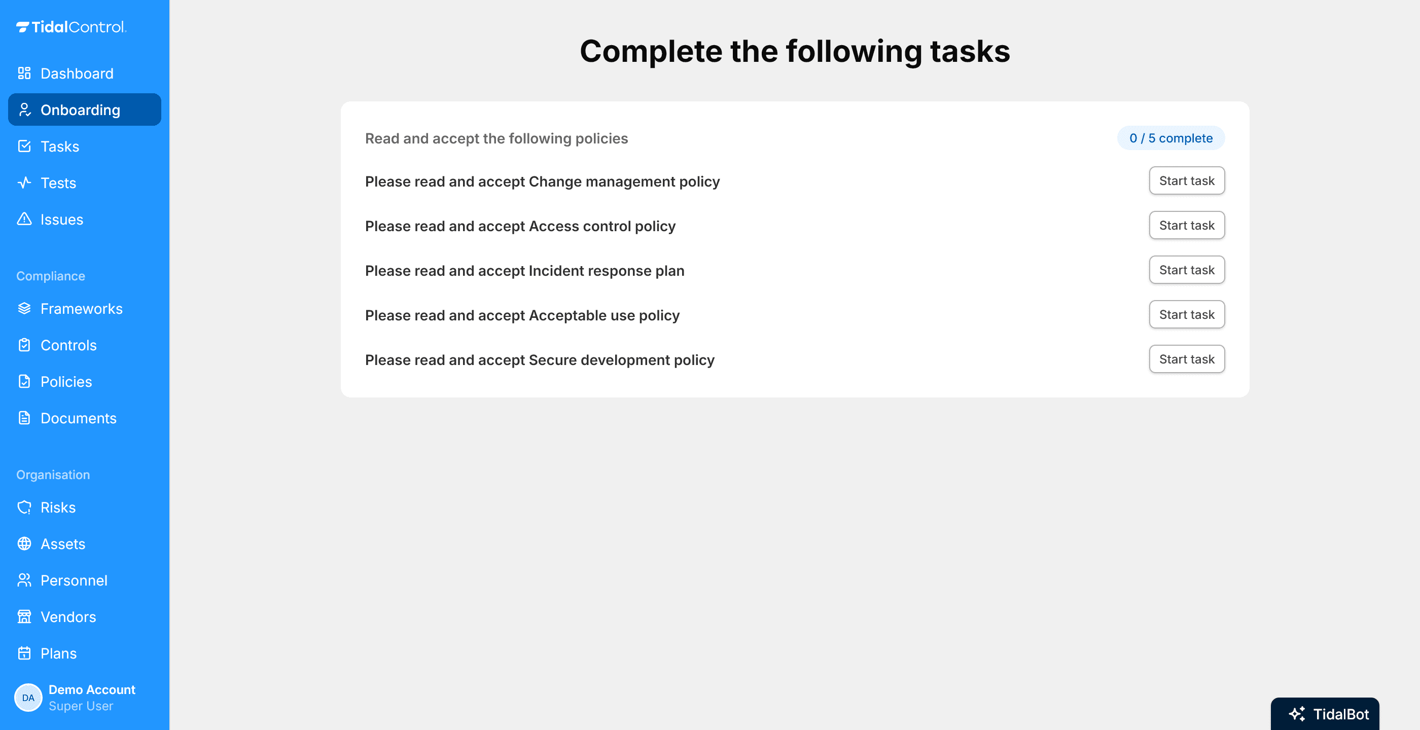 Tidal's personeel & onboarding