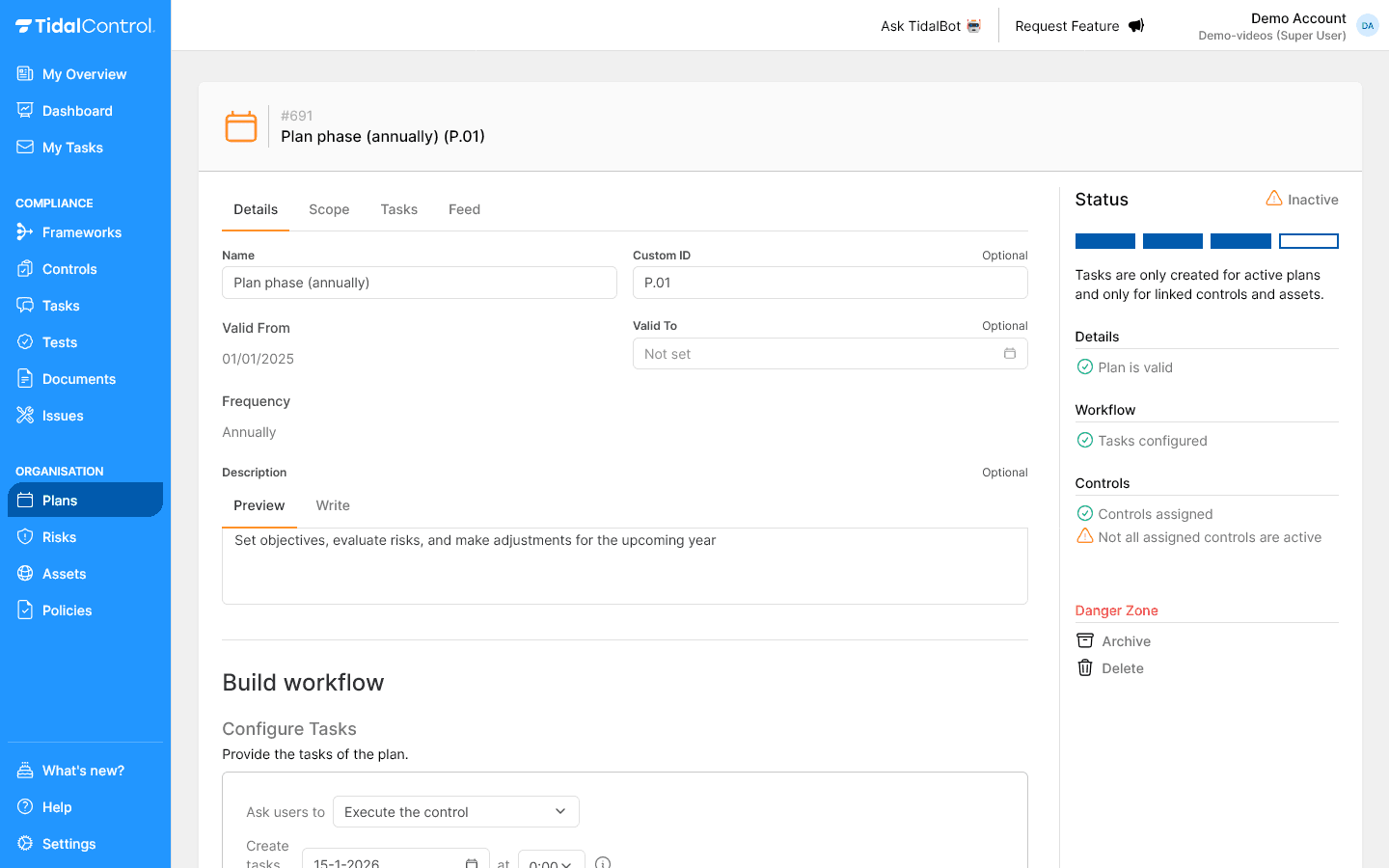 Plan workflow configuratie