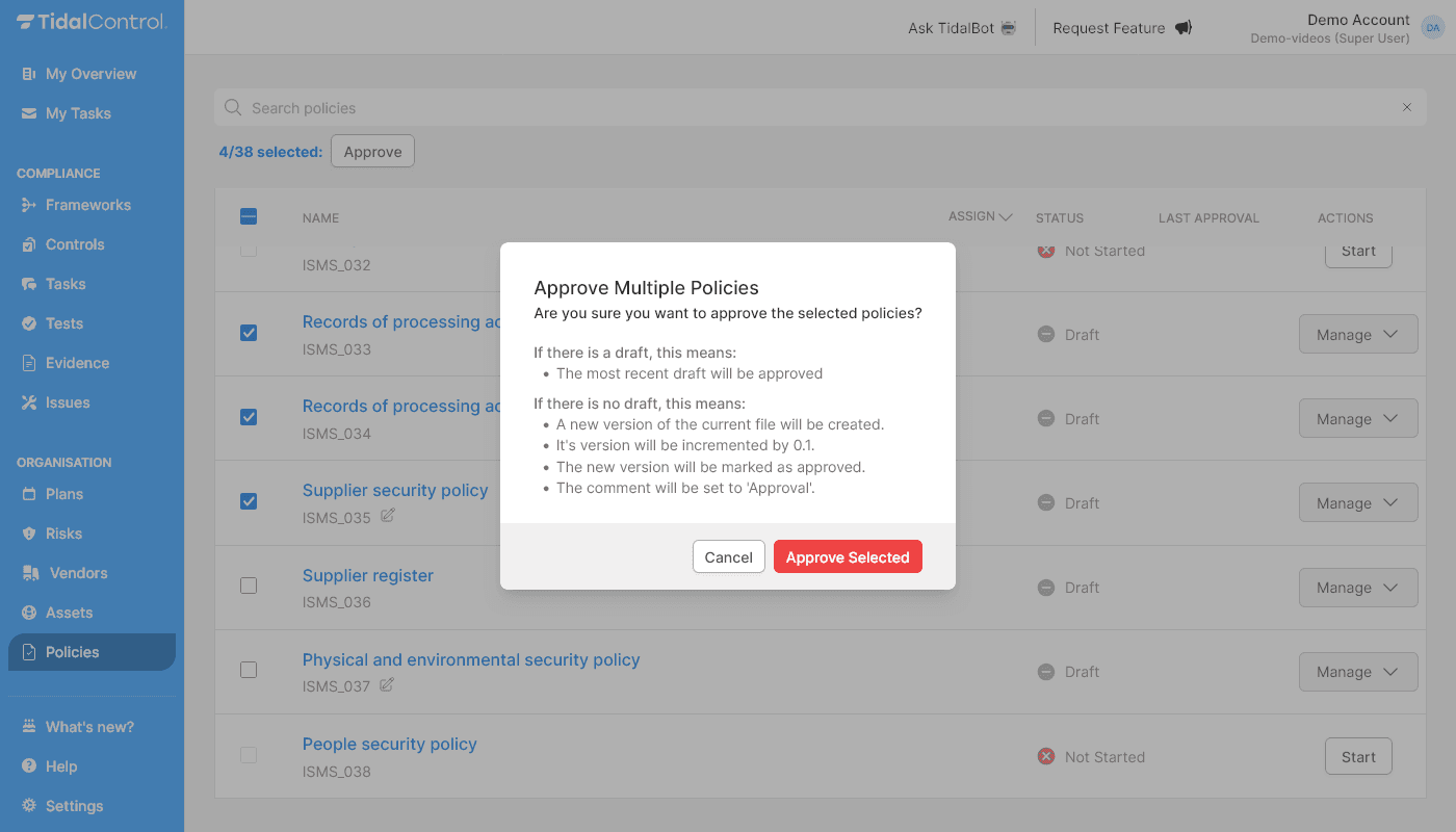 Meerdere policies goedkeuren