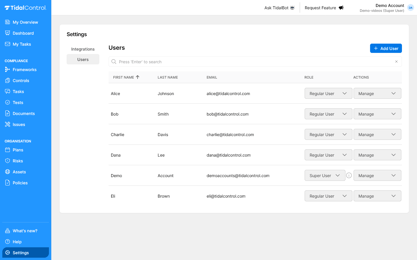 Users overview