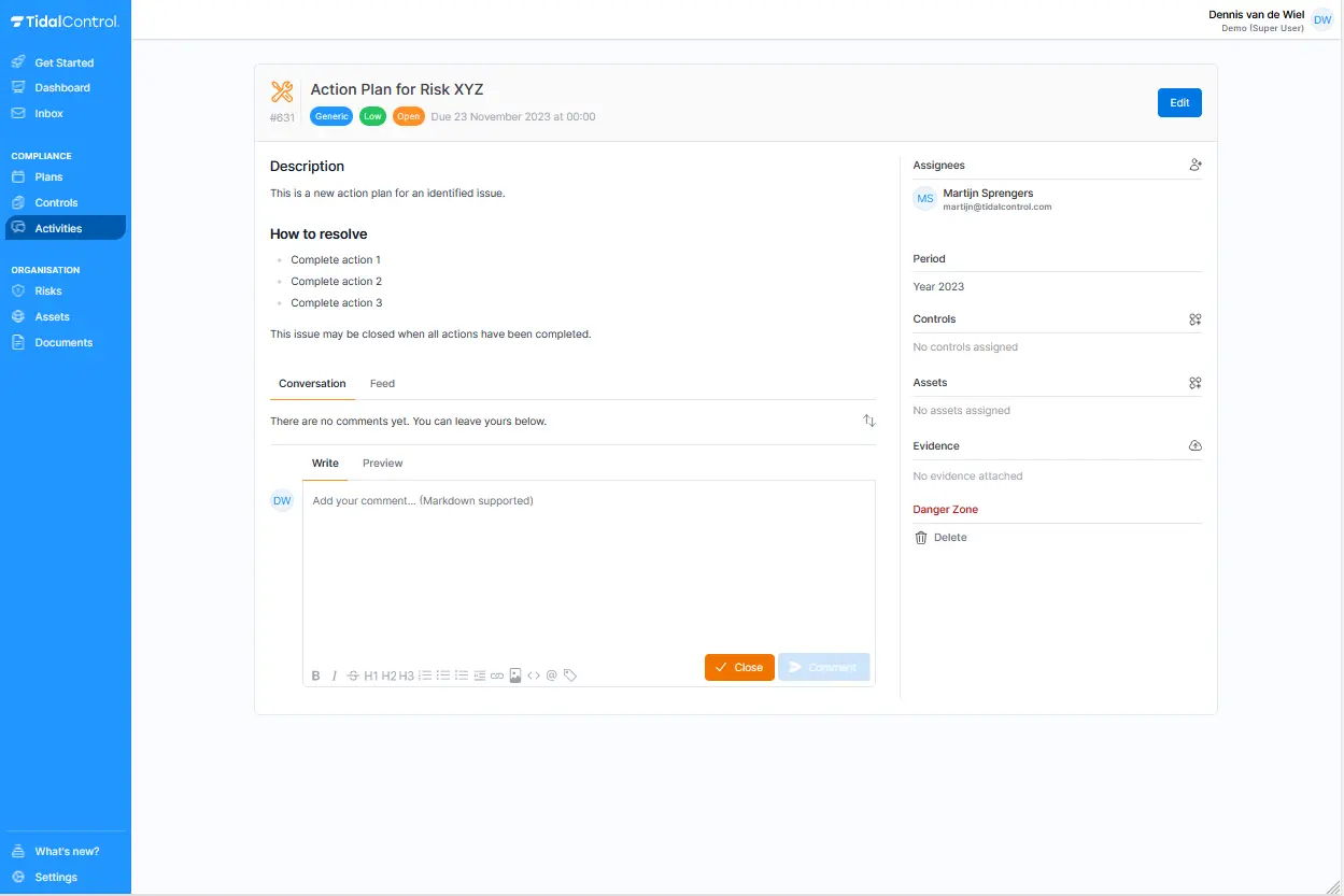Issuebeheer interface