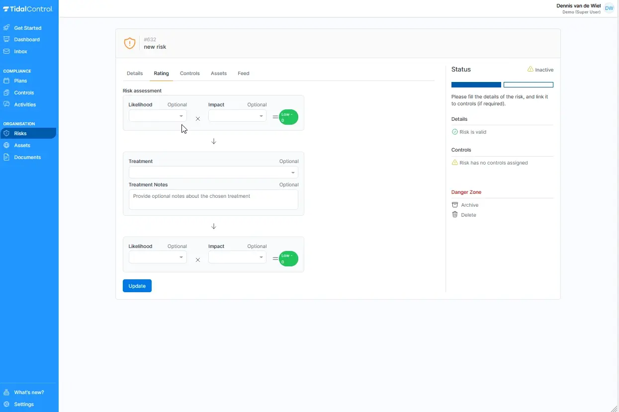 Risicobeheer interface