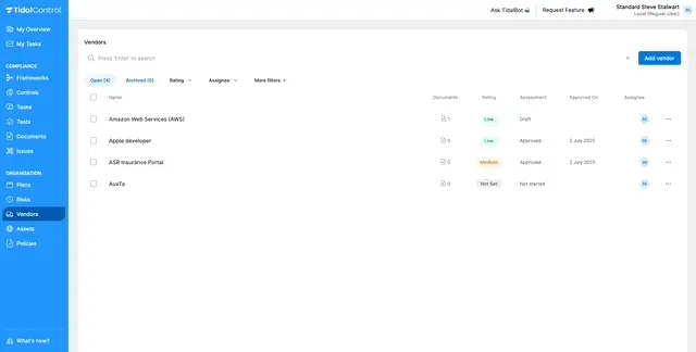 New Vendor Management module