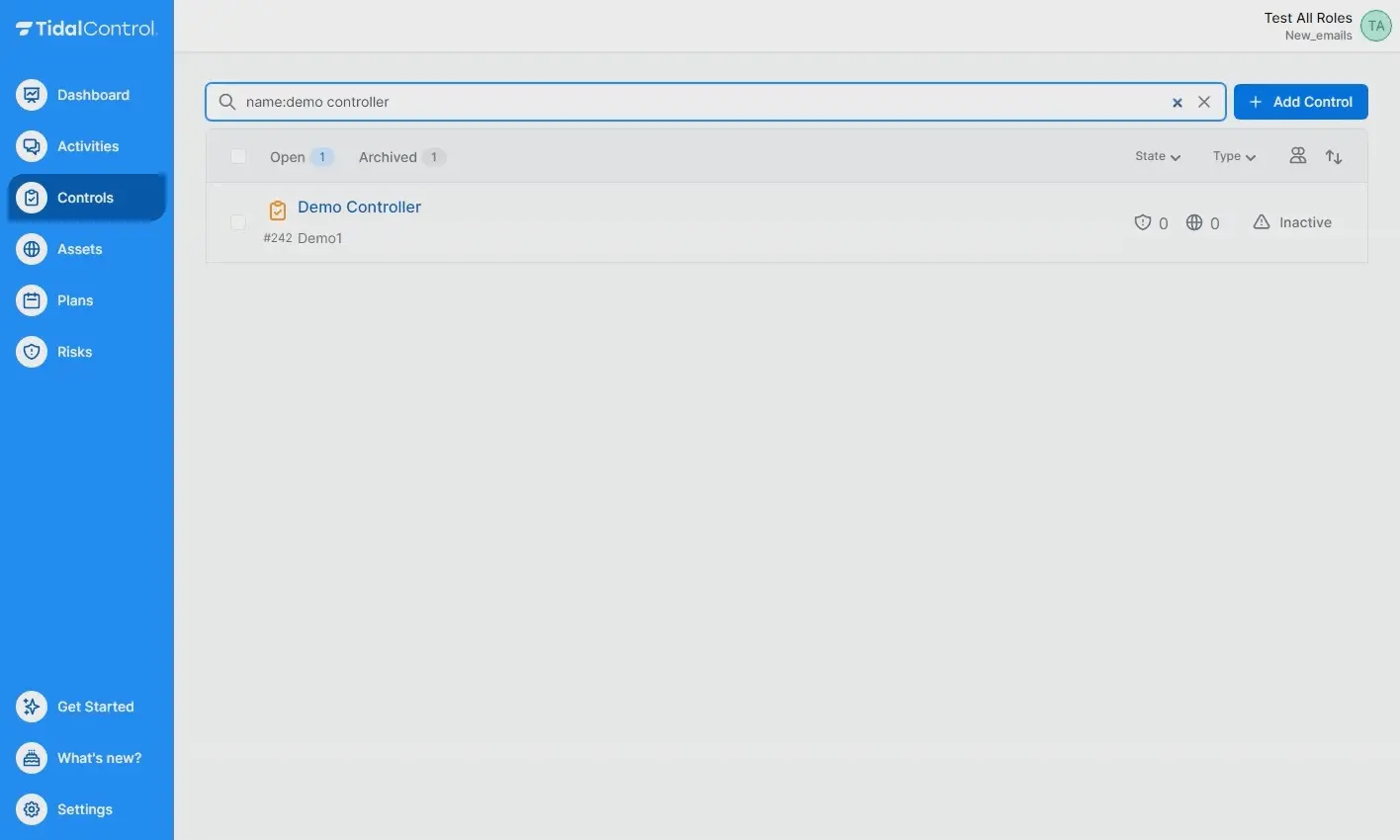 User roles interface