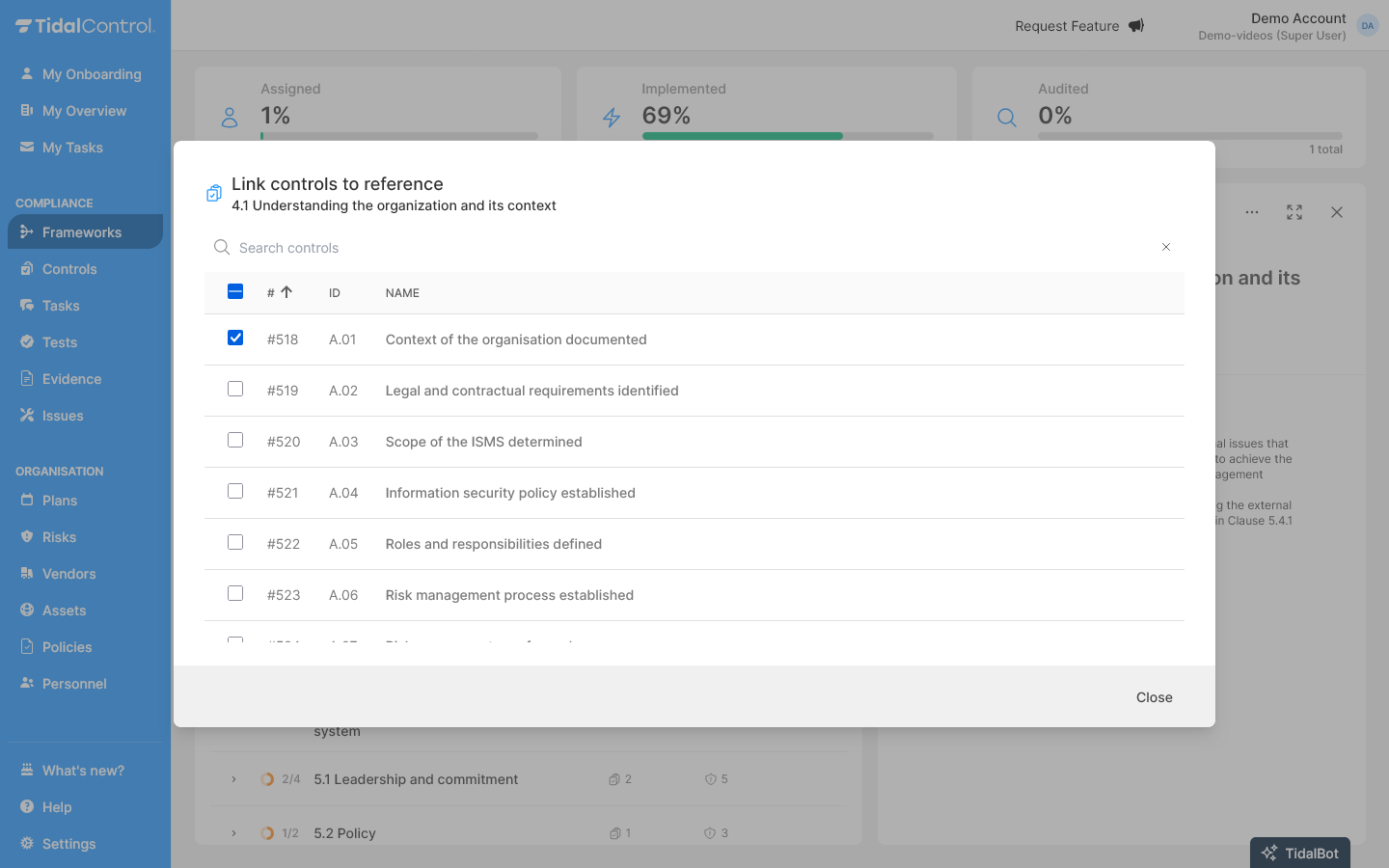 Link control to framework