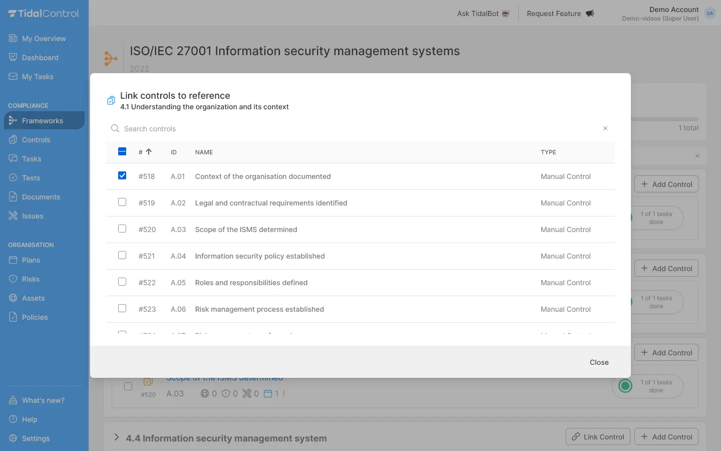 Link control dialog
