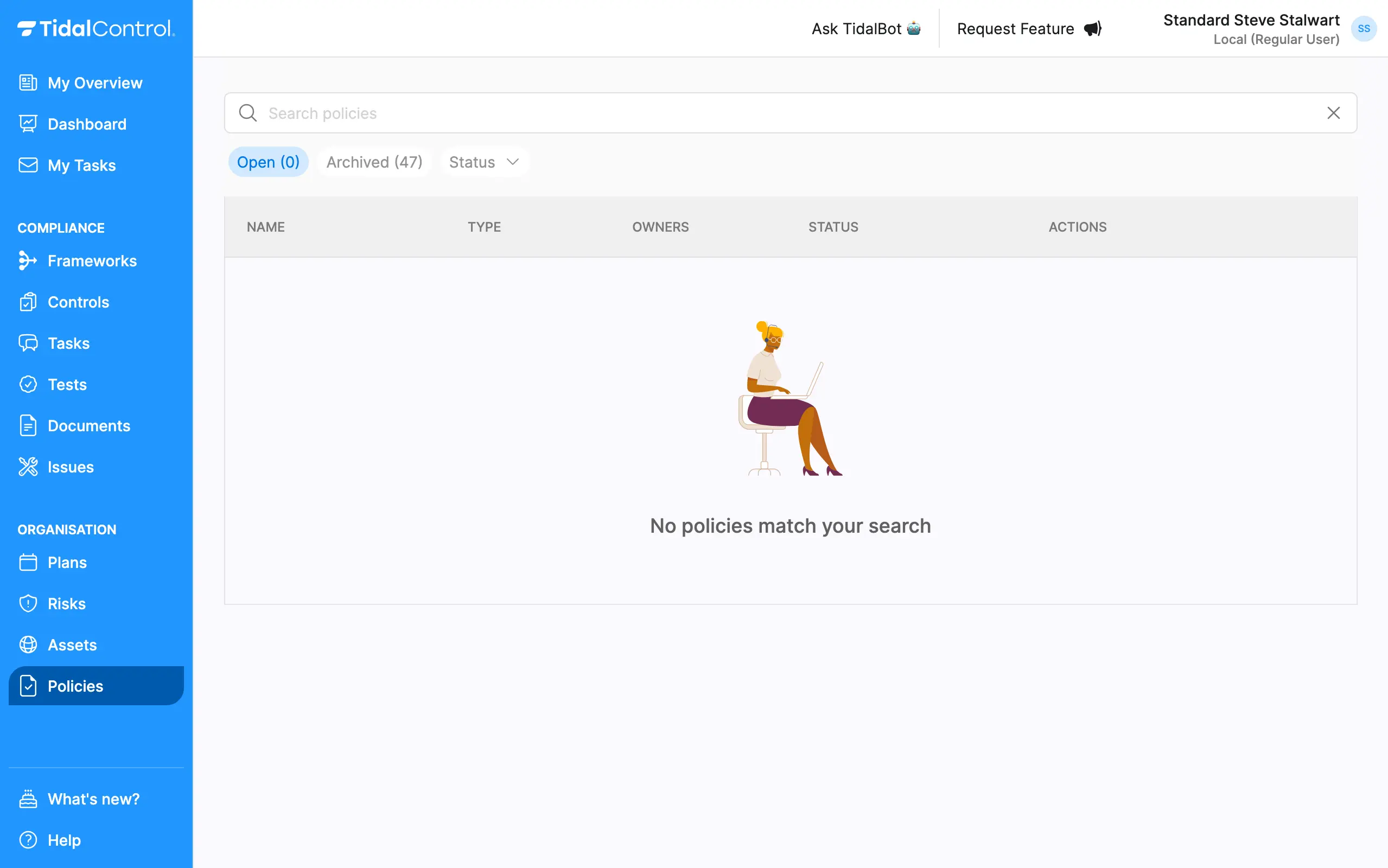 Empty overview page