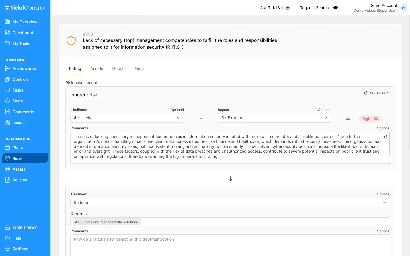 Risk assessment interface