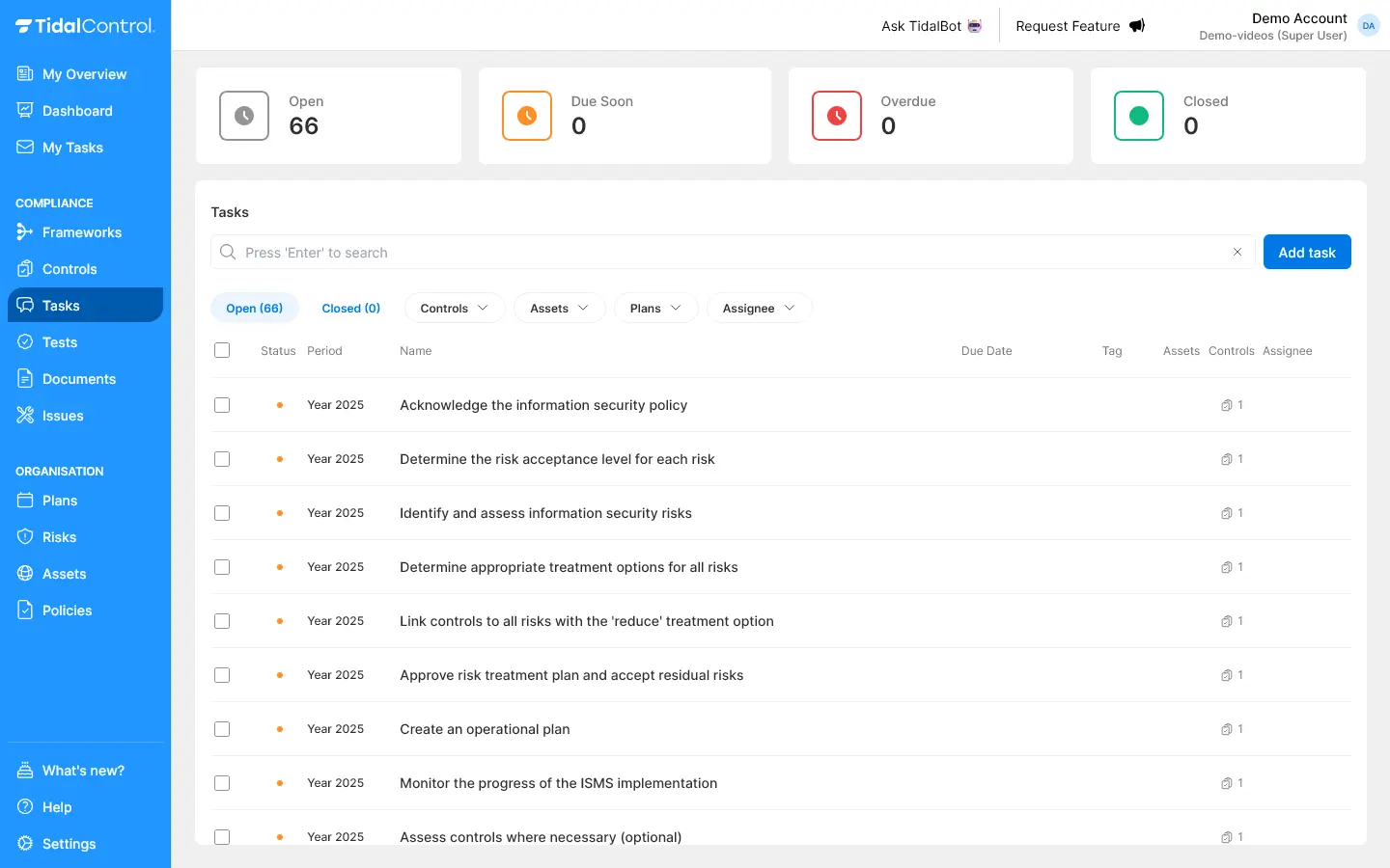 Tasks overview
