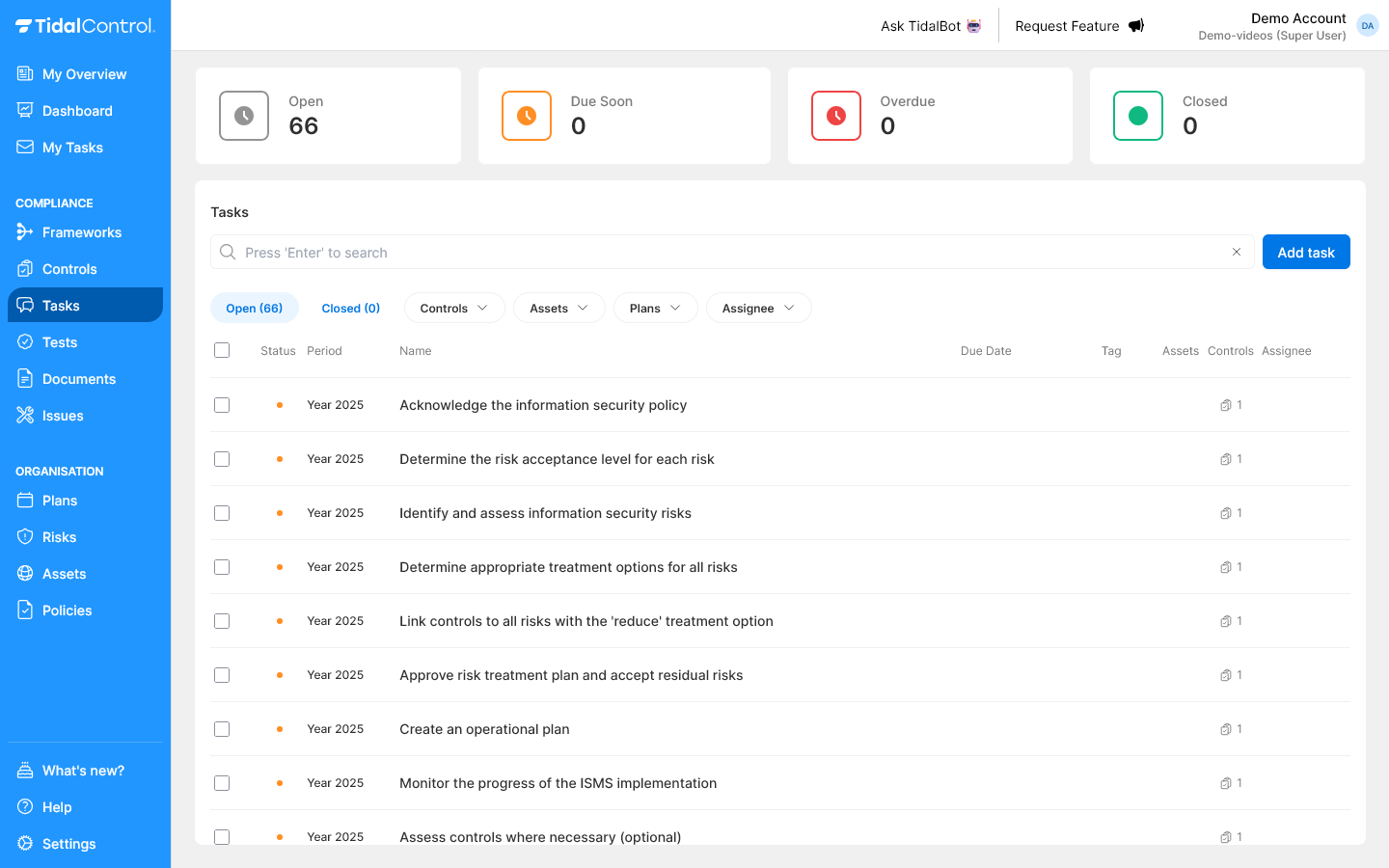 Tasks overview